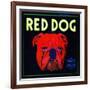 Villa Park, California, Red Dog Brand Citrus Label-Lantern Press-Framed Art Print