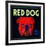 Villa Park, California, Red Dog Brand Citrus Label-Lantern Press-Framed Art Print