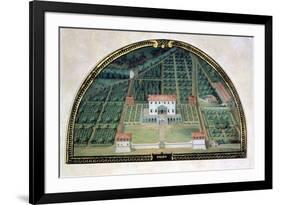 Villa Poggio a Caiano from a Series of Lunettes Depicting Views of the Medici Villas, 1599-Giusto Utens-Framed Giclee Print