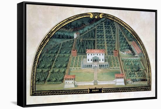 Villa Poggio a Caiano from a Series of Lunettes Depicting Views of the Medici Villas, 1599-Giusto Utens-Framed Stretched Canvas