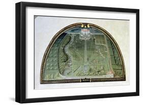 Villa Pratolino from a Series of Lunettes Depicting Views of the Medici Villas, 1599-Giusto Utens-Framed Giclee Print