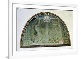 Villa Pratolino from a Series of Lunettes Depicting Views of the Medici Villas, 1599-Giusto Utens-Framed Giclee Print