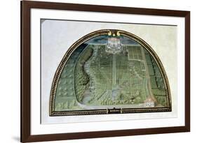 Villa Pratolino from a Series of Lunettes Depicting Views of the Medici Villas, 1599-Giusto Utens-Framed Giclee Print