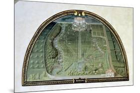 Villa Pratolino from a Series of Lunettes Depicting Views of the Medici Villas, 1599-Giusto Utens-Mounted Giclee Print