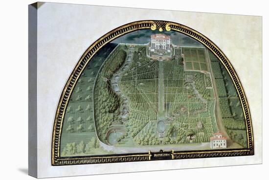 Villa Pratolino from a Series of Lunettes Depicting Views of the Medici Villas, 1599-Giusto Utens-Stretched Canvas