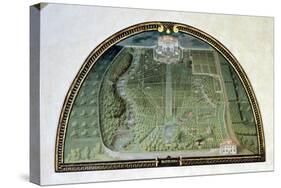 Villa Pratolino from a Series of Lunettes Depicting Views of the Medici Villas, 1599-Giusto Utens-Stretched Canvas