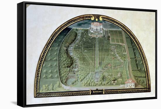 Villa Pratolino from a Series of Lunettes Depicting Views of the Medici Villas, 1599-Giusto Utens-Framed Stretched Canvas