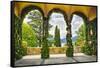 Villa Terrace at Lake Como Italy-George Oze-Framed Stretched Canvas
