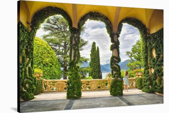 Villa Terrace at Lake Como Italy-George Oze-Stretched Canvas