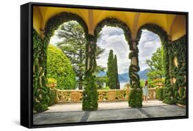 Villa Terrace at Lake Como Italy-George Oze-Framed Stretched Canvas