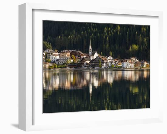 Village Alleghe at Lago di Alleghe at the foot of mount Civetta, Dolomites, Veneto, Italy-Martin Zwick-Framed Photographic Print