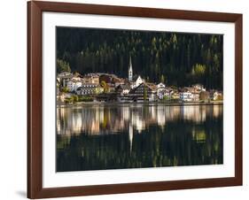 Village Alleghe at Lago di Alleghe at the foot of mount Civetta, Dolomites, Veneto, Italy-Martin Zwick-Framed Photographic Print