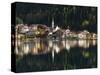 Village Alleghe at Lago di Alleghe at the foot of mount Civetta, Dolomites, Veneto, Italy-Martin Zwick-Stretched Canvas
