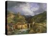 Village and Bridge of Crevola on the Road from Simplon to Domodossola, 1832 (Oil on Canvas)-Jean Charles Joseph Remond-Stretched Canvas