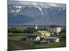 Village and Church South of Lake Myvatn with Hills in the Background, at Skutustadir, Iceland-Waltham Tony-Mounted Photographic Print