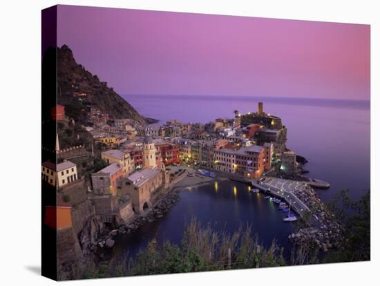 Village and Harbour at Dusk, Vernazza, Cinque Terre, Liguria, Italy, Mediterranean-Patrick Dieudonne-Stretched Canvas