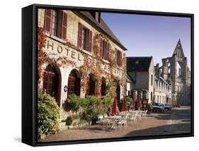 Village and Ruins of Abbey, Longpont, Picardie (Picardy), France-John Miller-Framed Stretched Canvas