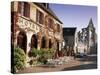 Village and Ruins of Abbey, Longpont, Picardie (Picardy), France-John Miller-Stretched Canvas