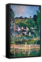 Village Behind the Fence-Paul C?zanne-Framed Stretched Canvas