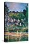 Village Behind the Fence-Paul C?zanne-Stretched Canvas