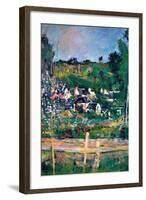 Village Behind The Fence-Paul Cézanne-Framed Art Print