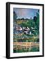 Village Behind The Fence-Paul Cézanne-Framed Art Print