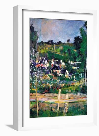 Village Behind The Fence-Paul Cézanne-Framed Art Print