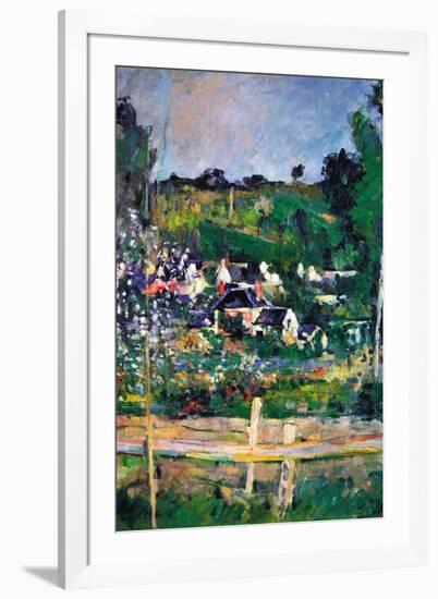 Village Behind The Fence-Paul Cézanne-Framed Art Print