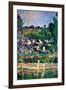 Village Behind The Fence-Paul Cézanne-Framed Art Print