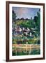 Village Behind The Fence-Paul Cézanne-Framed Art Print