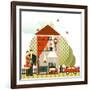 Village Cottage with Young Couple. Vector Eps8 Illustration.-Popmarleo-Framed Art Print