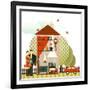 Village Cottage with Young Couple. Vector Eps8 Illustration.-Popmarleo-Framed Art Print