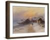 Village de pêcheur au crépuscule, Norvège.1904-Johannes Martin Grimelund-Framed Giclee Print