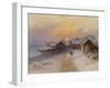 Village de pêcheur au crépuscule, Norvège.1904-Johannes Martin Grimelund-Framed Giclee Print