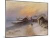 Village de pêcheur au crépuscule, Norvège.1904-Johannes Martin Grimelund-Mounted Giclee Print