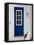 Village Door with Cat, Kokkari, Samos, Aegean Islands, Greece-Walter Bibikow-Framed Stretched Canvas