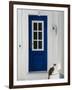 Village Door with Cat, Kokkari, Samos, Aegean Islands, Greece-Walter Bibikow-Framed Photographic Print