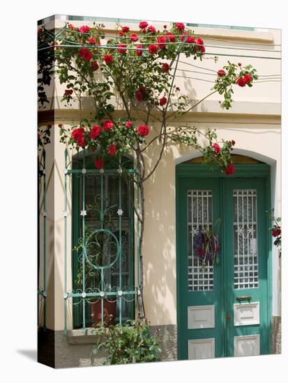 Village Doorway, Agiasos, Lesvos, Mytilini, Aegean Islands, Greece-Walter Bibikow-Stretched Canvas