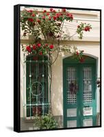 Village Doorway, Agiasos, Lesvos, Mytilini, Aegean Islands, Greece-Walter Bibikow-Framed Stretched Canvas