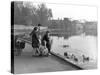 Village Duck Pond Scene, Tickhill, Doncaster, South Yorkshire, 1961-Michael Walters-Stretched Canvas