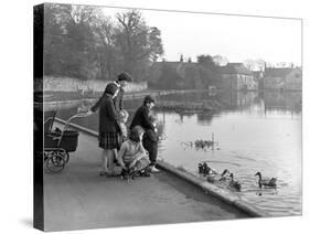 Village Duck Pond Scene, Tickhill, Doncaster, South Yorkshire, 1961-Michael Walters-Stretched Canvas