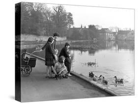 Village Duck Pond Scene, Tickhill, Doncaster, South Yorkshire, 1961-Michael Walters-Stretched Canvas