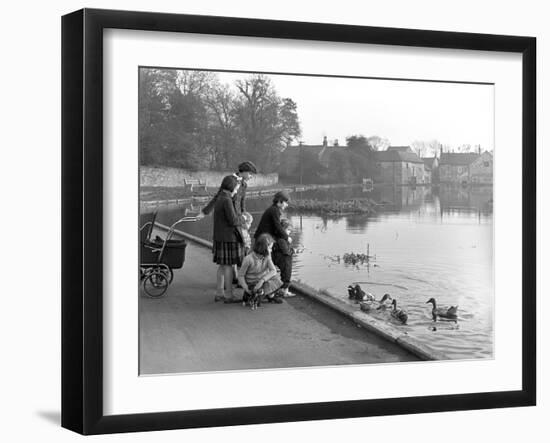 Village Duck Pond Scene, Tickhill, Doncaster, South Yorkshire, 1961-Michael Walters-Framed Premium Photographic Print