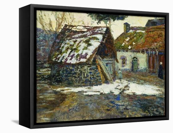 Village En Hiver-Victor Charreton-Framed Stretched Canvas