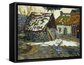 Village En Hiver-Victor Charreton-Framed Stretched Canvas