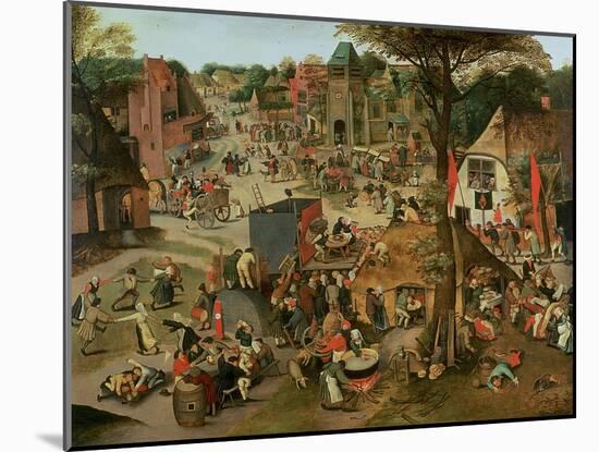 Village Festival in Honour of St. Hubert and St. Anthony, 1632-Pieter Brueghel the Younger-Mounted Giclee Print