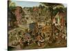 Village Festival in Honour of St. Hubert and St. Anthony, 1632-Pieter Brueghel the Younger-Stretched Canvas