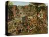 Village Festival in Honour of St. Hubert and St. Anthony, 1632-Pieter Brueghel the Younger-Stretched Canvas