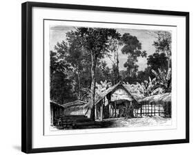 Village, Gabon, 19th Century-E Therond-Framed Giclee Print