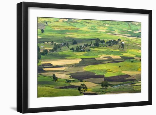 Village house and farmland in the mountain, Gondar, Ethiopia-Keren Su-Framed Photographic Print